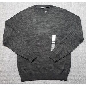 Claiborne Sweater Mens Size S Black Grey Crew Neck Long Sleeve New